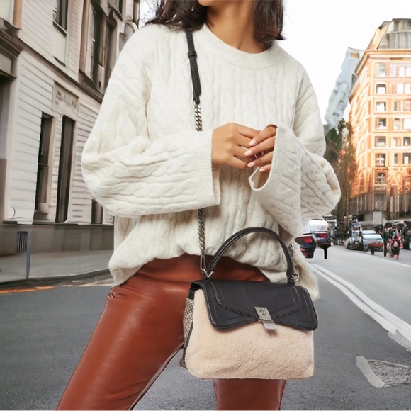 Aimee Kestenberg Last Night Top Handle Shearling Leather Crossbody Bag - Picture 3 of 14